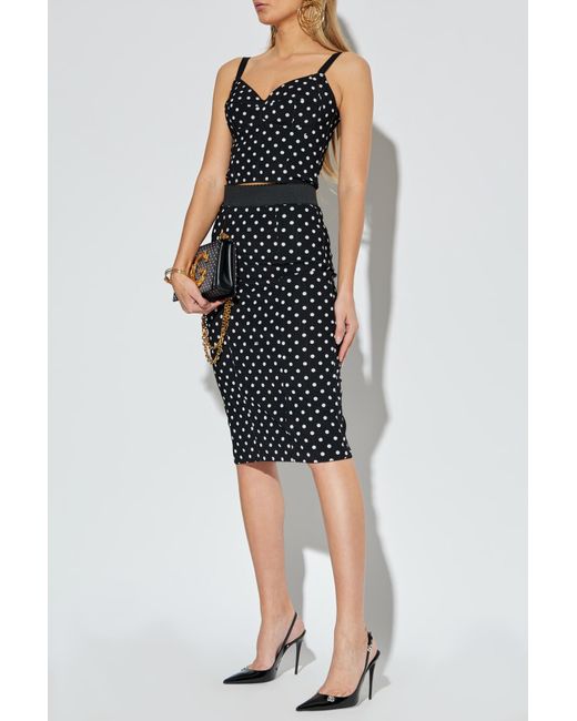 Dolce & Gabbana Black Polka Dot Pattern Skirt