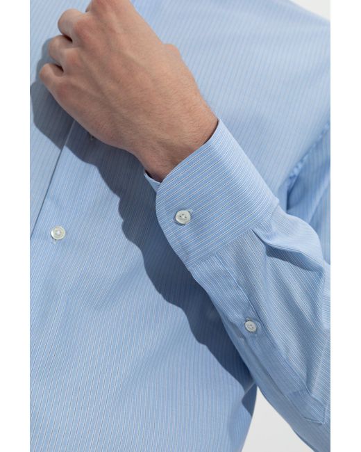 Emporio Armani Blue Cotton Shirt, , Light for men