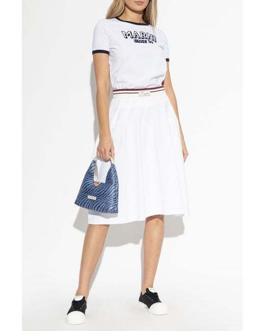 Marni White Cotton Skirt