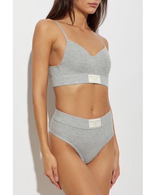 Palm Angels Gray Bra With Logo