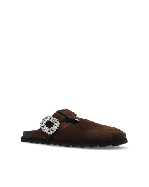 Roger Vivier Brown Suede Slides