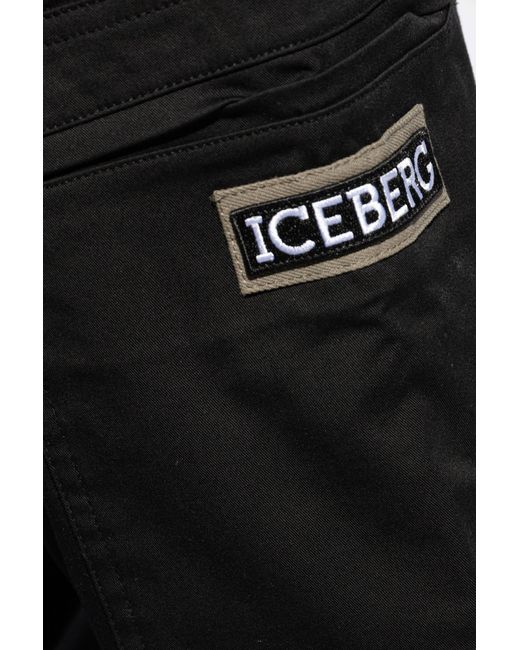 Iceberg Black Pants With Logo for men