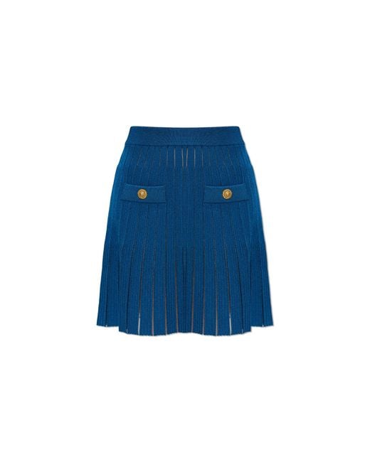 Balmain Blue Skirt With Decorative Pockets