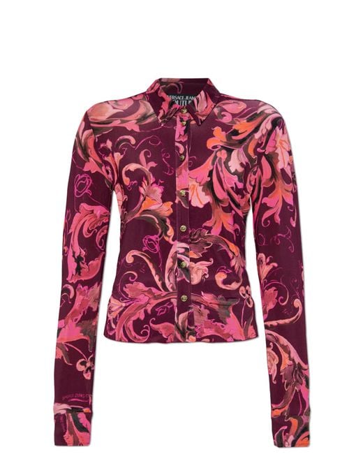 Versace Jeans Couture Red Shirt With 'Barocco' Print