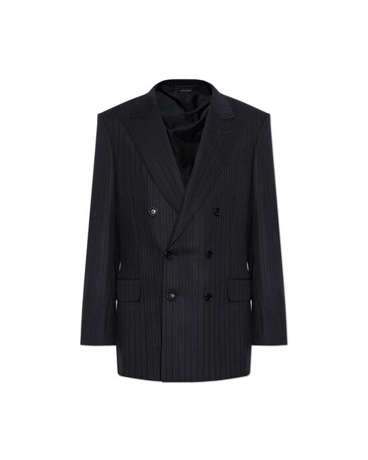 Tom Ford Black Double-Breasted Blazer With Closed Lapels for men