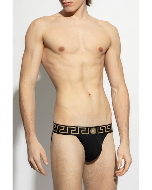 Versace Black Cotton Jockstraps for men