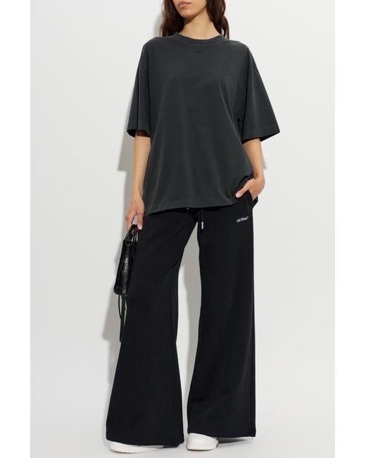 Off-White c/o Virgil Abloh Black T-Shirt With Embroidered Logo