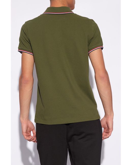 Moncler Green Polo Shirt With Logo, for men