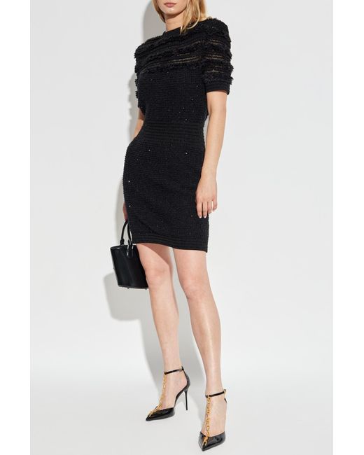 Balmain Black Dress With Shimmering Sequins