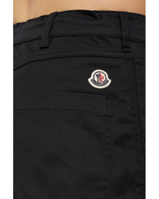 Moncler Black Trousers With Logo Patch for men
