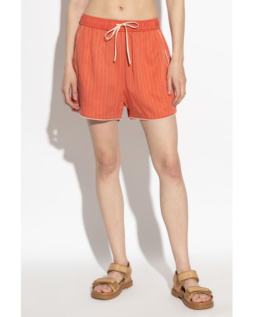Munthe Orange Striped Pattern Shorts