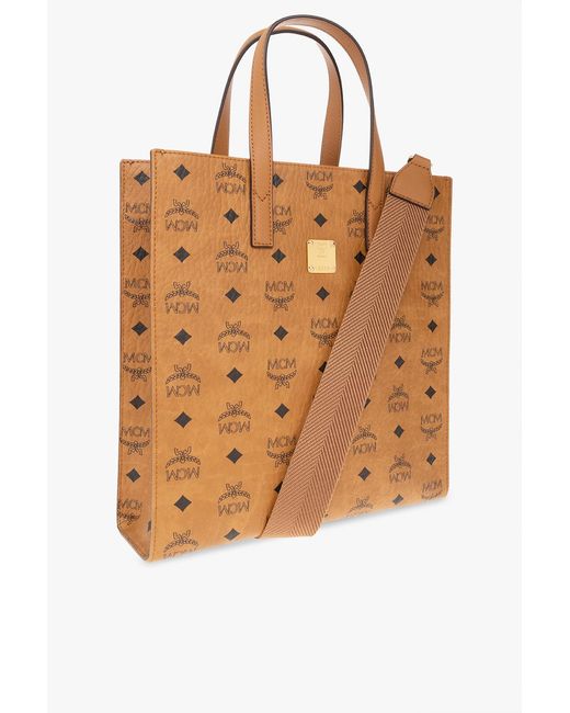 MCM Brown Monogrammed Shopper Bag