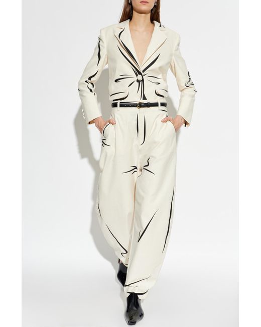 Moschino White Cotton Blazer With Print