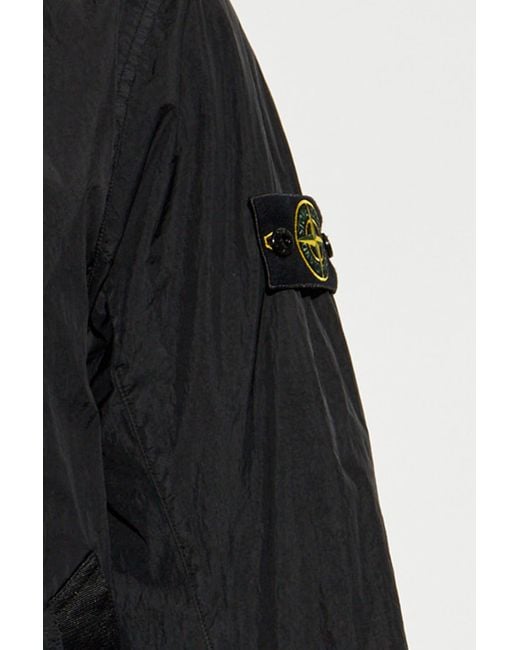 Stone Island Black Jacket With Logo Patch for men