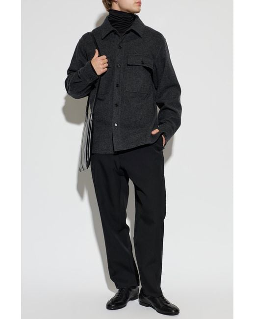 Jil Sander Black Wool Shirt With Pockets for men