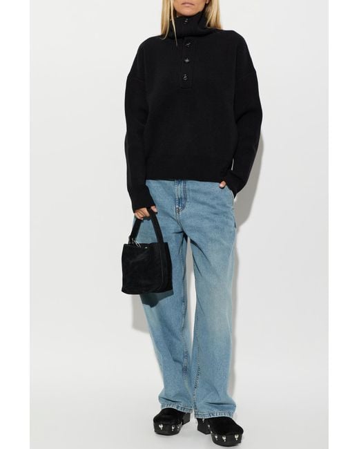 AMI Blue Wool Sweater With Collar