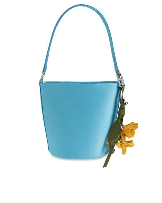 Self-Portrait Blue Satin Bag With Keychain