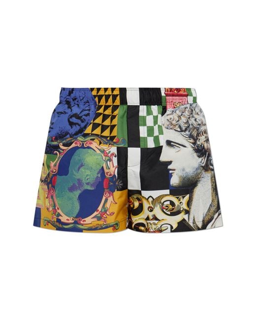 Versace Blue Printed Swim Shorts for men
