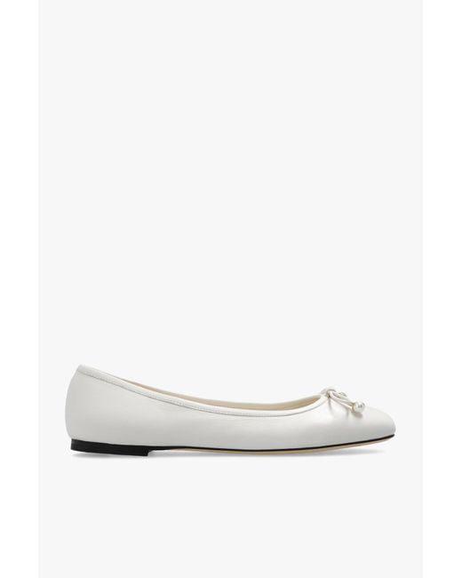 Jimmy Choo White 'Elme' Leather Ballet Flats