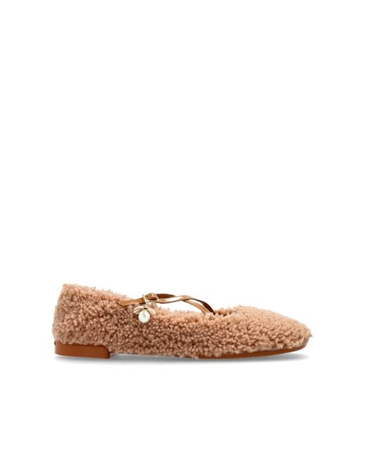 Jimmy Choo Natural Futrzane Ballerinas "Eleri"