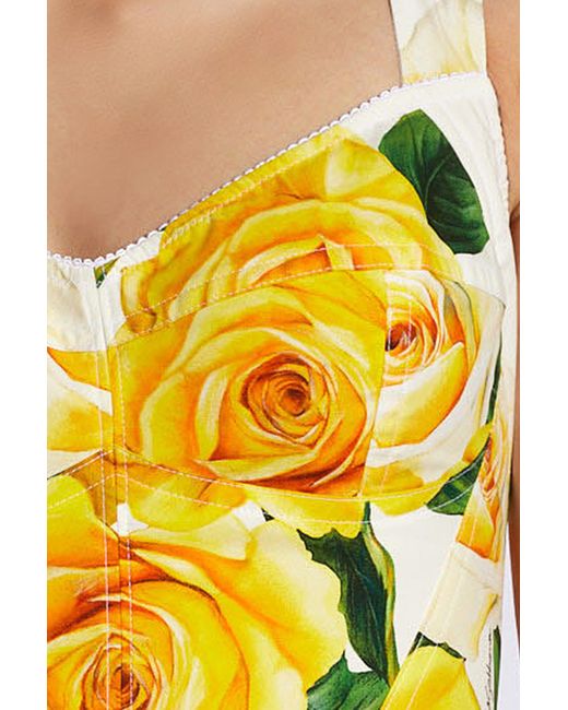 Dolce & Gabbana Yellow Top With Floral Motif,