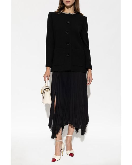 Valentino Garavani Black Wool Blazer With Appliqués
