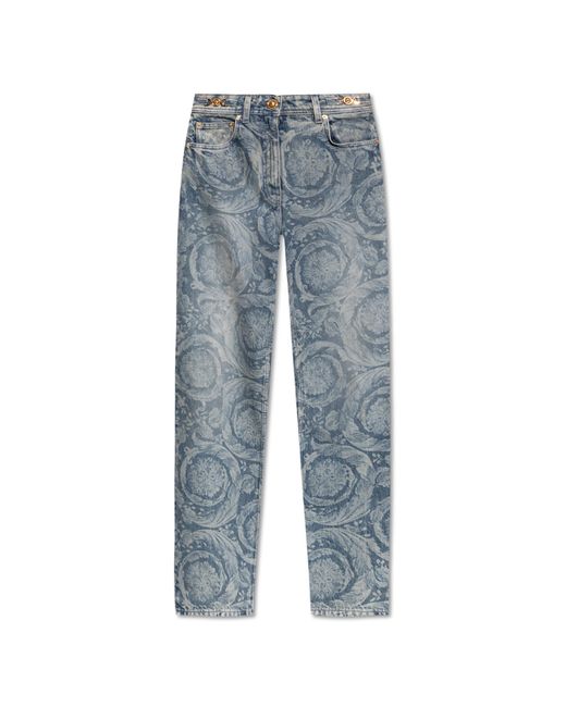 Versace Blue Jeans With "Barocco" Pattern