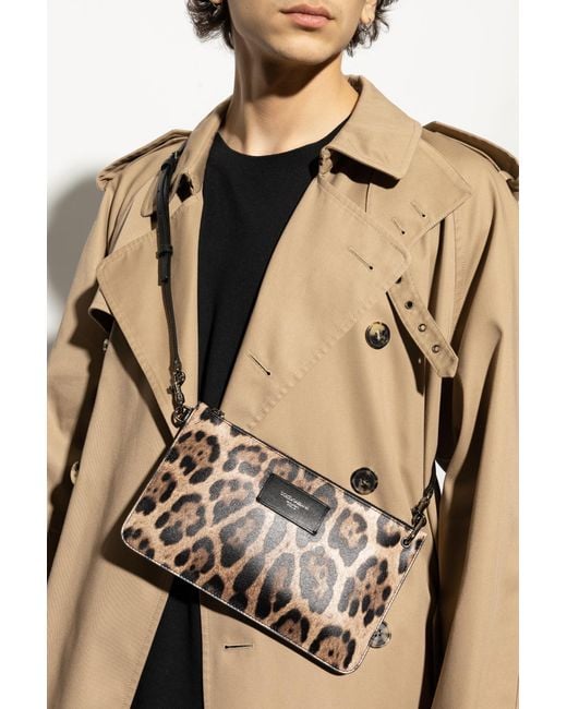 Dolce & Gabbana Brown Animal Print Shoulder Bag for men