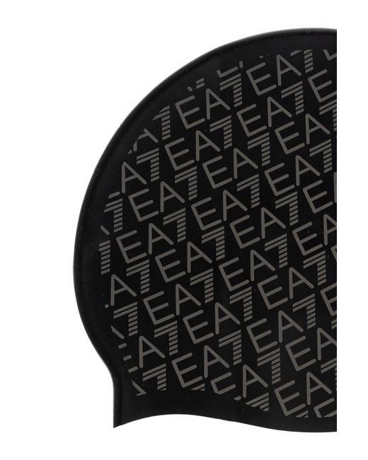 EA7 Black Swimming Cap With Monogram for men