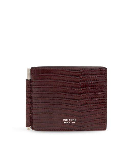 Tom Ford Purple Leather Wallet With A Money Clip for men