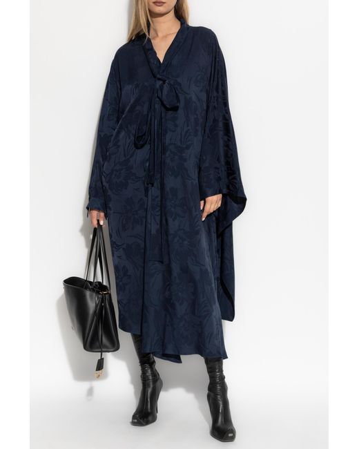 Balenciaga Blue Floral Print Dress