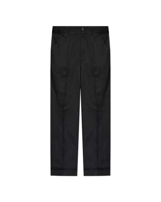 Maison Margiela Black Wool Trousers With Crease for men