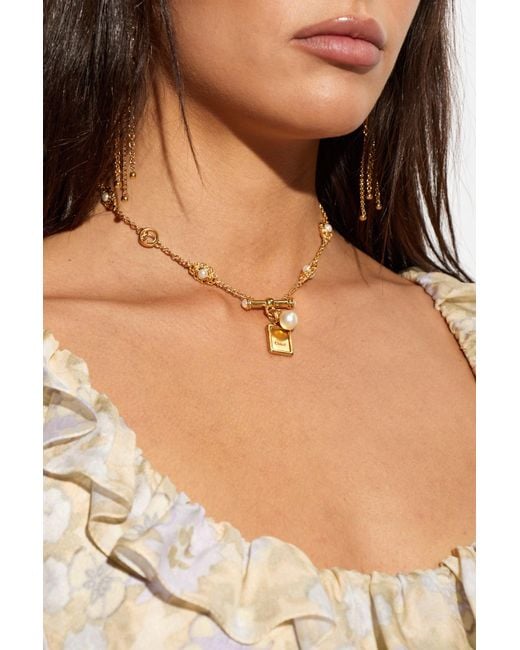Chloé Metallic Necklace With Pearls