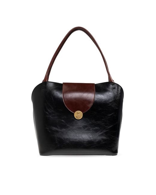 Versace Black Leather Shoulder Bag With Medusa Head