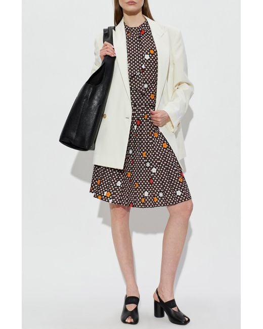 MM6 by Maison Margiela White Pleated Skirt With Floral Motif