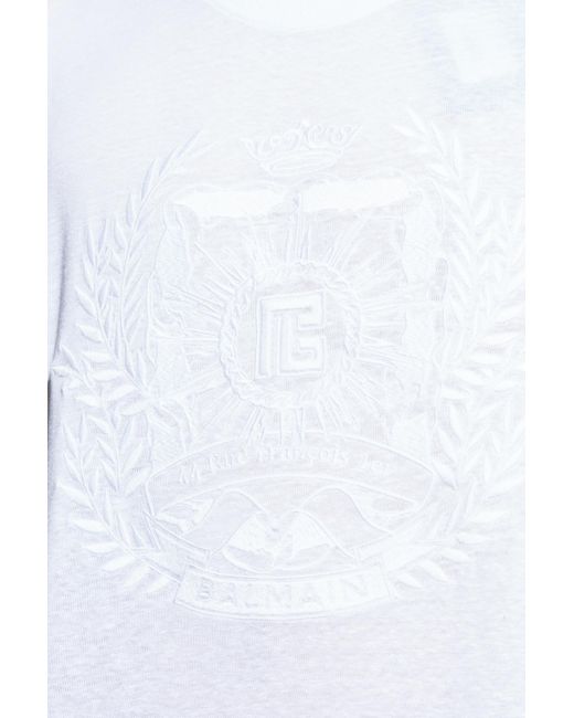 Balmain Green Linen T-Shirt for men