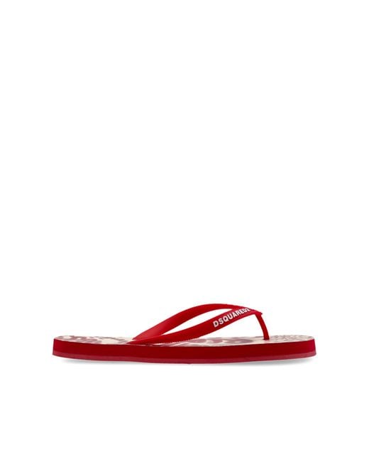 DSquared² Red Flip-Flops With Logo
