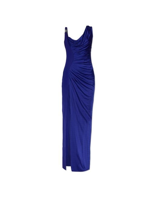 Versace Blue Long Dress With Draping