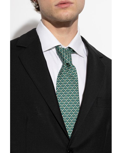 Ferragamo Green Silk Tie for men