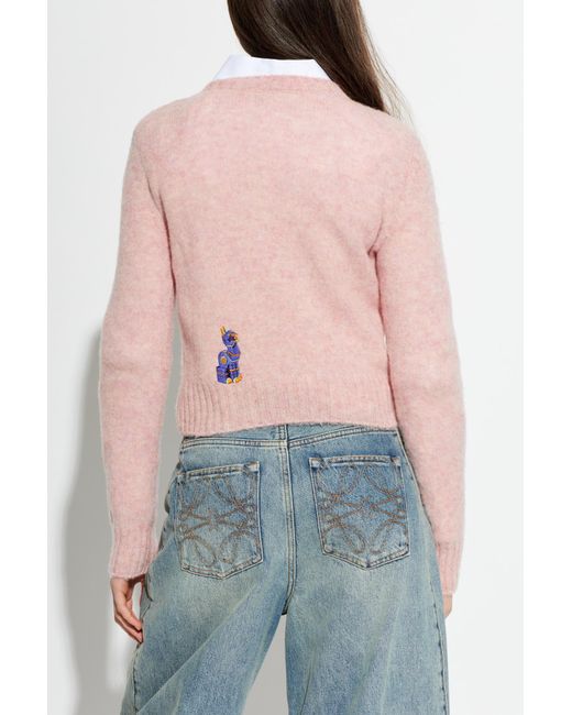 Loewe Pink Wool Sweater With Patch