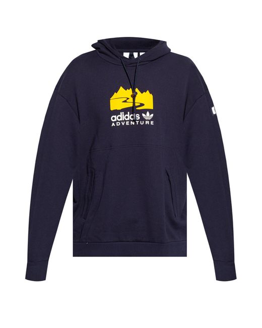 adidas Originals Cotton Hoodie With Logo in Navy Blue (Blue) for Men - Lyst