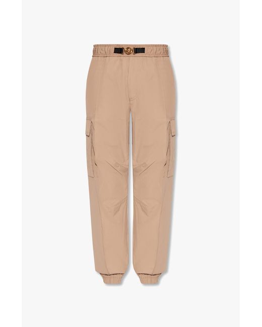 Versace Cotton Cargo Trousers in Beige (Natural) for Men | Lyst