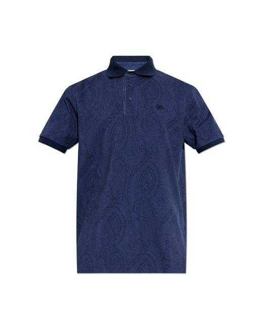 Etro Blue Polo With Logo Patch for men