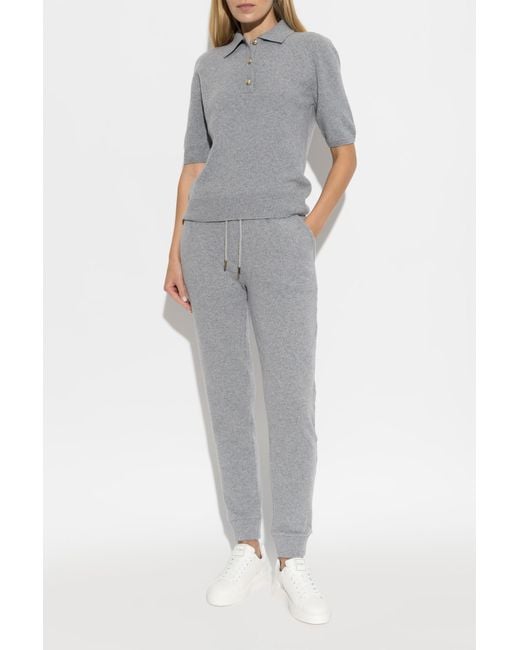 Balmain Gray Wool Trousers With Logo