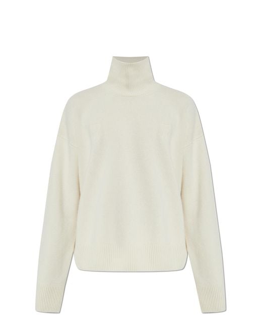 AMI Natural Wool Turtleneck With Logo