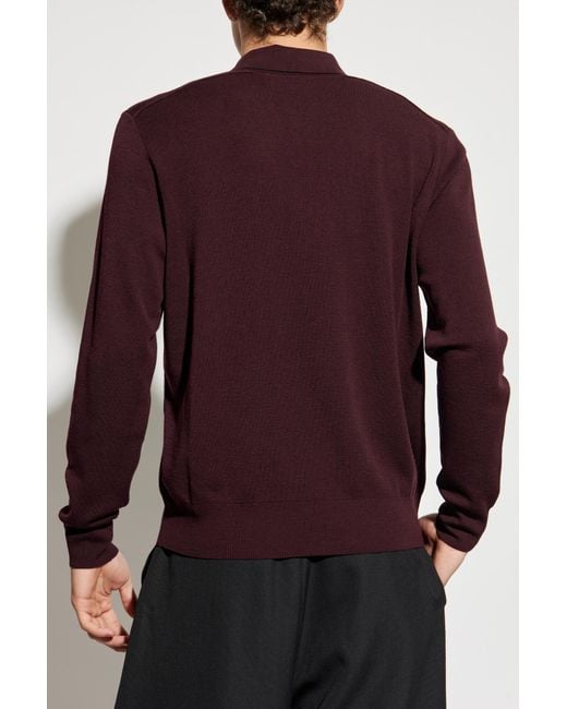 Burberry Purple "Marcus" Long Sleeve Polo for men