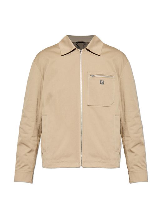 Fendi Black Cotton Jacket With Logo for men