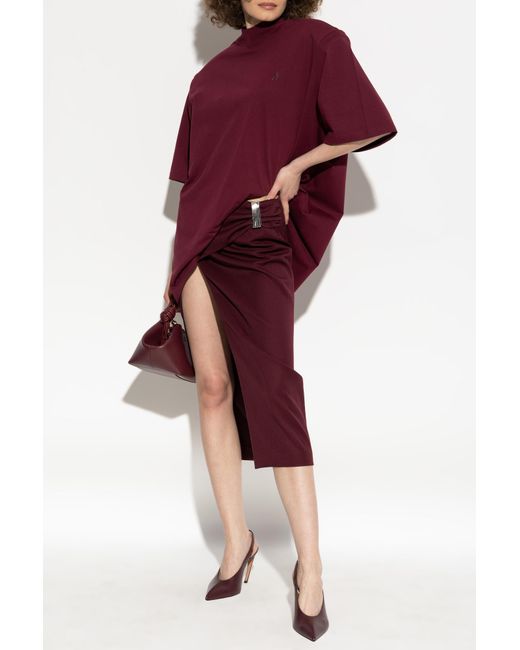 The Attico Red Draped Skirt With Slit