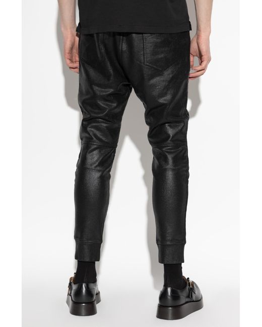 DSquared² Black Waxed Trousers for men