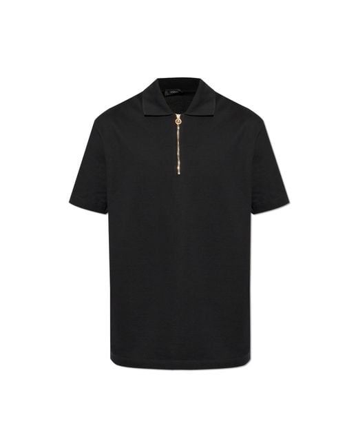Versace Black Cotton Polo for men